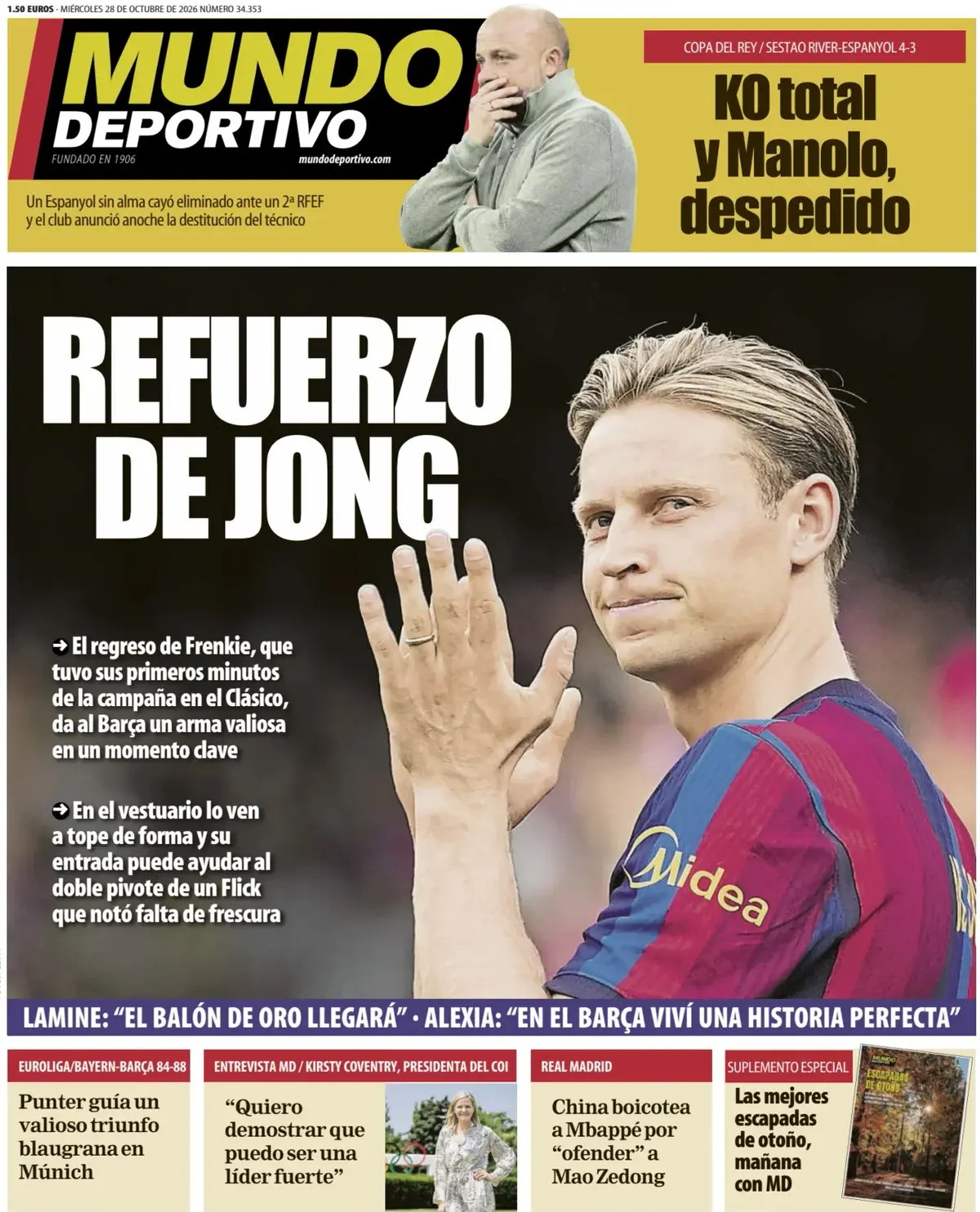 🗞️ Mourinho rules, Lamine warns, Copa del Rey Wednesday: today's front pages