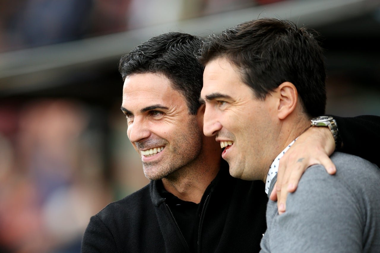 Iraola and Arteta are friends from the Basque country but could be the coaches contesting a title race this season (Getty)