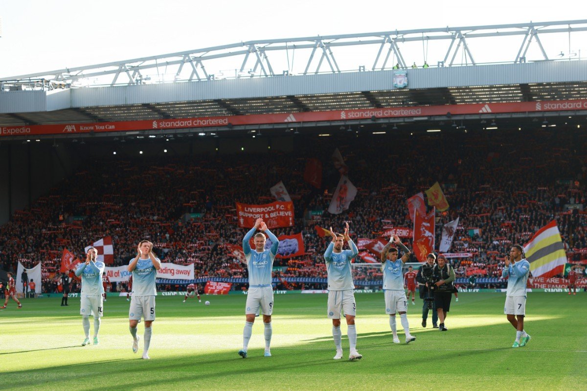 Manchester City took control of the noise at Anfield and by the end it was City singing