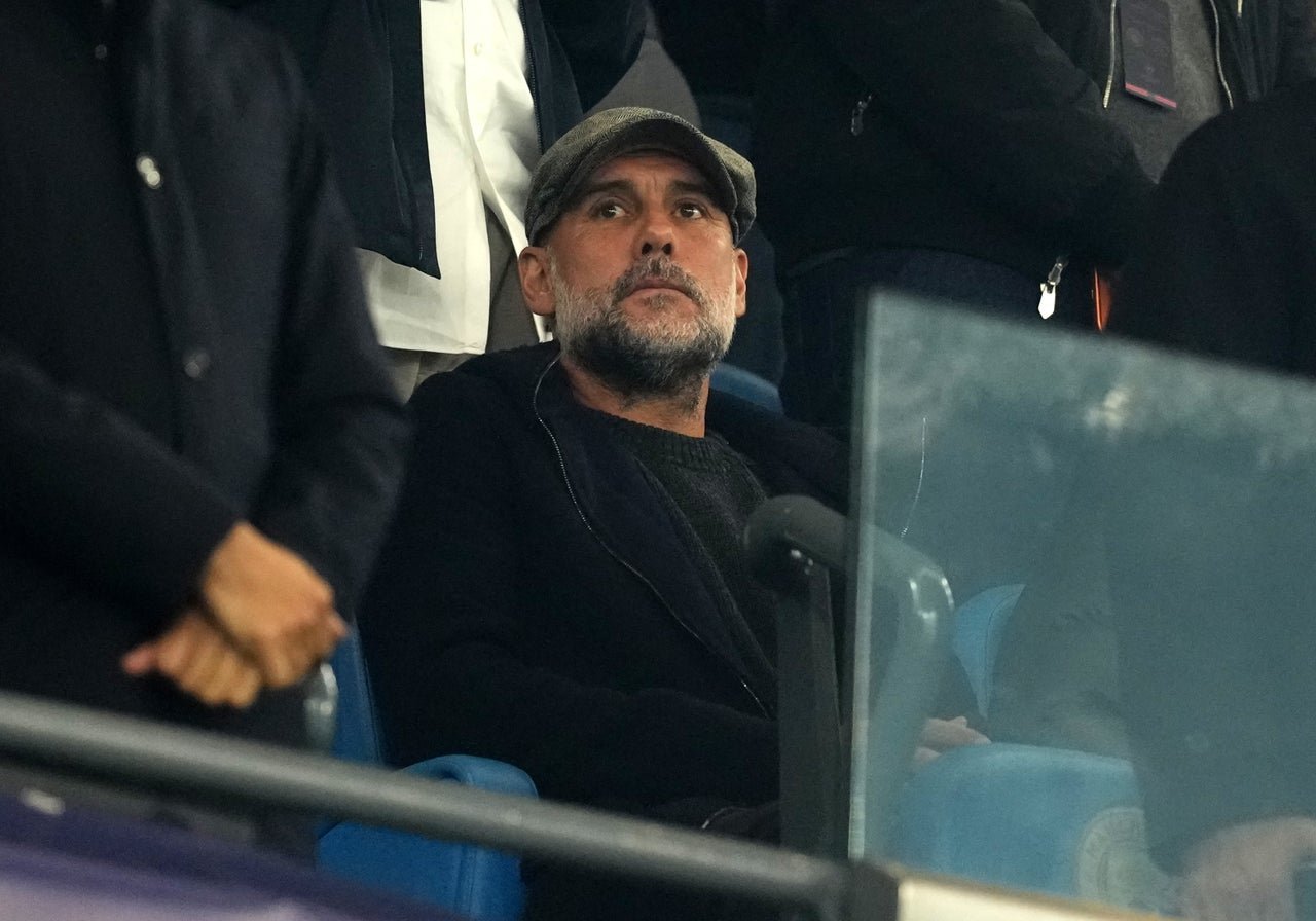 Pep Guardiola watched from the stands in a show support to his former club following their guility verdcit (PA)