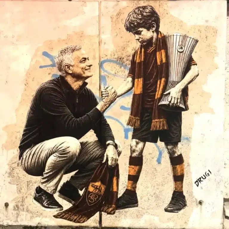 Rome street artist dedicates mural to Mourinho: “We will not forget who we were.”